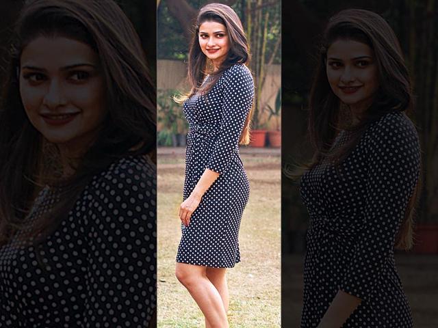 Prachi Desai looked chic in a black polka dot dress. What added to her look were her red lips and blow-dryed hair.