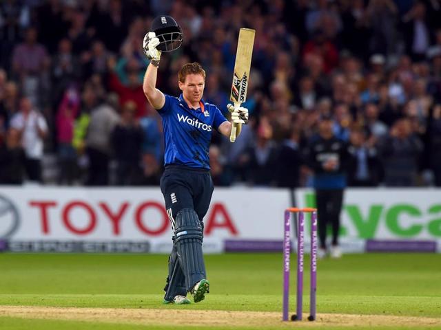 England-s-Eoin-Morgan-celebrates-his-century-during-the-fourth-one-day-international-cricket-match-between-England-and-New-Zealand-at-Trent-Bridge-cricket-ground-in-Nottingham-England-on-June-17-2015-AFP-Photo England-s-Eoin-Morgan-celebrates-his-century-during-the-fourth-one-day-international-cricket-match-between-England-and-New-Zealand-at-Trent-Bridge-cricket-ground-in-Nottingham-England-on-June-17-2015-AFP-Photo