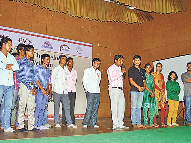 Young-leaders-of-project-Changelooms-share-their-experiences-at-an-event-held-at-Gandhi-Bhavan-in-Bhopal-on-Saturday-Bidesh-Manna-HT Young-leaders-of-project-Changelooms-share-their-experiences-at-an-event-held-at-Gandhi-Bhavan-in-Bhopal-on-Saturday-Bidesh-Manna-HT