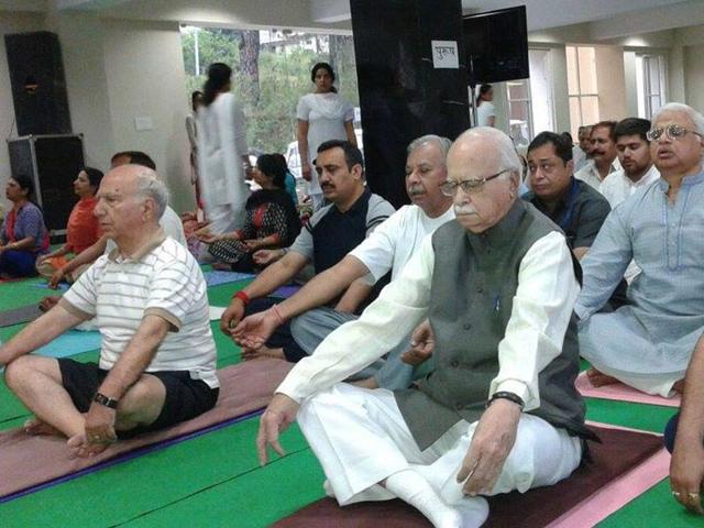 Senior-BJP-leader-LK-Advani-takes-part-in-a-camp-organised-to-mark-International-Yoga-Day-at-Palampur-on-Sunday-Shyam-Sharma-HT Senior-BJP-leader-LK-Advani-takes-part-in-a-camp-organised-to-mark-International-Yoga-Day-at-Palampur-on-Sunday-Shyam-Sharma-HT