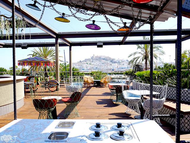 The outdoor terrace provides sweeping views of Ibiza. Heart Terrace offers an ambient street food experience that serves up international cuisines. (Photo: AFP)