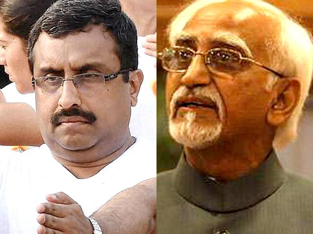A-combination-photo-of-senior-BJP-leader-Ram-Madhav-and-vice-president-Hamid-Ansari-Agencies A-combination-photo-of-senior-BJP-leader-Ram-Madhav-and-vice-president-Hamid-Ansari-Agencies