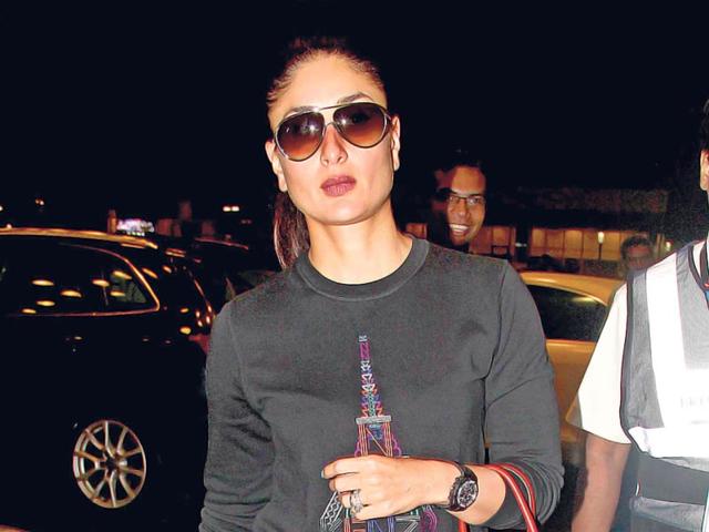 Kareena Kapoor Khan, sporting dark sunglasses in the night, was seen entering the Mumbai airport. (Photo: Yogen Shah)