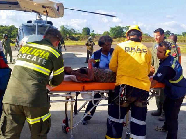 Nelly-Murillo-arrives-in-Quibdo-on-a-trolley-after-she-and-her-baby-were-rescued-from-the-forest-AFP-Photo-Colombian-Air-Force