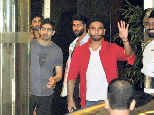 Ayan Mukerji and Ranveer Singh at the birthday party of Arjun Kapoor. (Photo: Yogen Shah/HT)