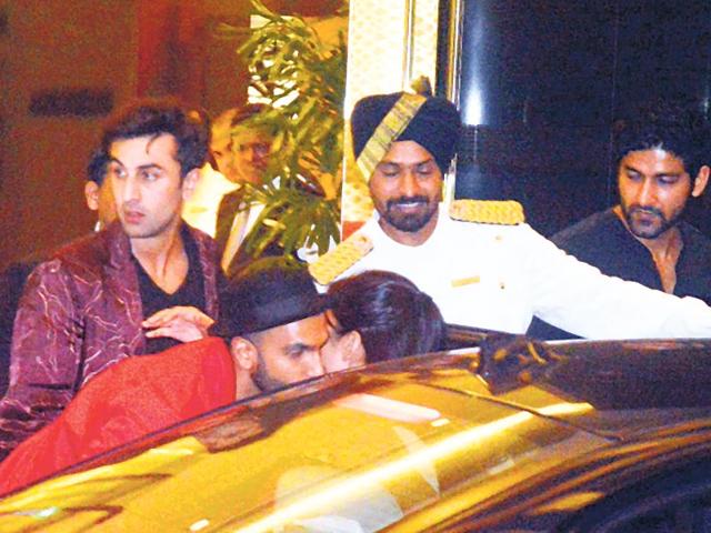 Ranbir Kapoor, Ranveer Singh and Katrina Kaif at Arjun Kapoor's birthday bash. Browse through to see all the stars who marked their attendance! (Photo: Yogen Shah/HT)