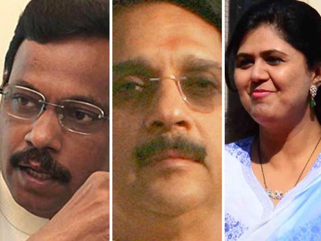 Maharashtra-s-education-minister-Vinod-Tawde-BJP-MLA-Raj-Purohit-and-women-and-child-development-minister-Pankaja-Munde-HT-File-Photos Maharashtra-s-education-minister-Vinod-Tawde-BJP-MLA-Raj-Purohit-and-women-and-child-development-minister-Pankaja-Munde-HT-File-Photos