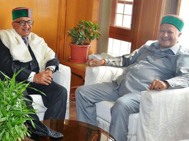 Nepal-ambassador-to-India-Deep-Kumar-Upadhyay-with-Himachal-Pradesh-chief-minister-Virbhadra-Singh-HT-Photo