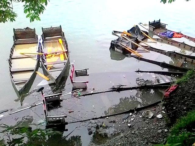 The water level of Naini lake has also swelled after heavy rain in the region (HT Photo)