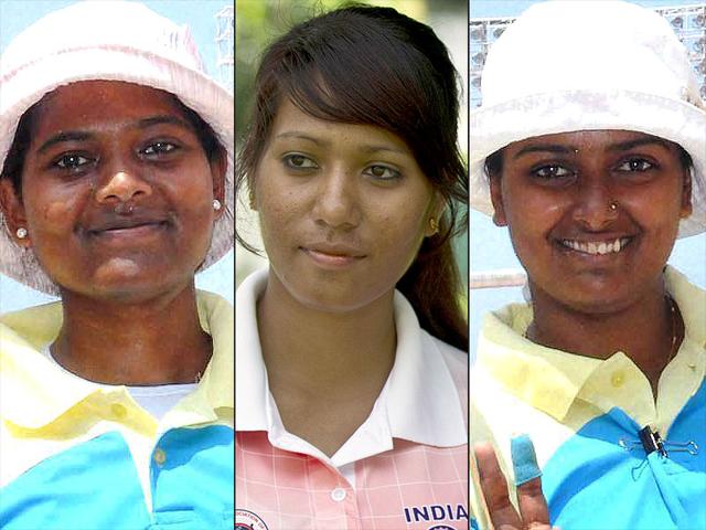 From-leftt-to-right-the-Indian-women-s-recurve-archery-team-of-Laxmi-Rani-Majhi-Rimil-Buriuly-and-Deepika-Kumari-won-silver-at-the-World-Archery-Championships-in-Copenhagen-on-August-2-2015-losing-to-Russia-in-the-gold-medal-match-PTI-AFP-Photos