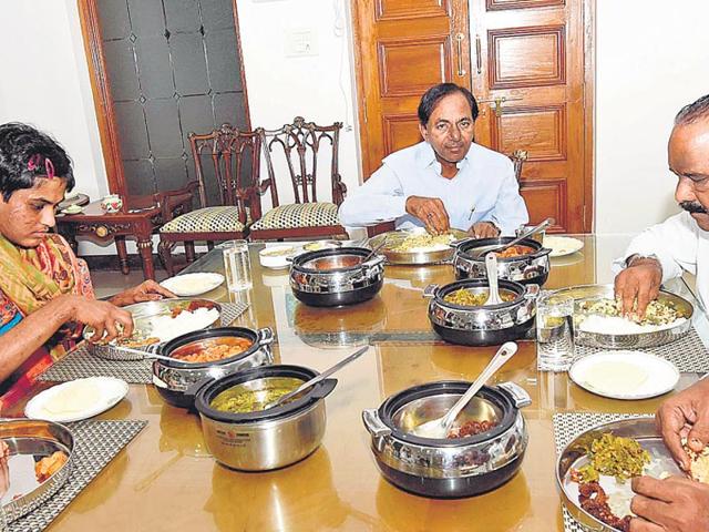 KCR-centre-eats-lunch-at-home-with-19-year-old-Pratyusha-who-was-rescued-earlier-from-her-abusive-parents-Photo-by-special-arrangement