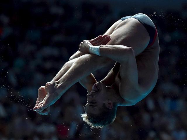 US diver Kristian Ipsen competes in the men's 1m springboard diving final. (AFP Photo) US diver Kristian Ipsen competes in the men's 1m springboard diving final. (AFP Photo)