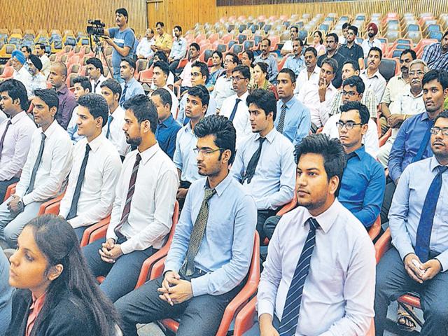 Students-attending-the-inauguration-function-of-the-first-batch-of-postgraduate-programme-at-the-Indian-Institute-of-Management-Amritsar-on-Thursday-HT-photo Students-attending-the-inauguration-function-of-the-first-batch-of-postgraduate-programme-at-the-Indian-Institute-of-Management-Amritsar-on-Thursday-HT-photo