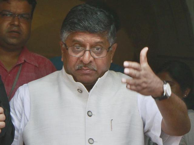 Ravi Shankar Prasad is serving as the Union minister in the Modi government. Prasad has been a practicing lawyer in the Patna high court since 1980. (HT Photo/Sanjeev Verma)