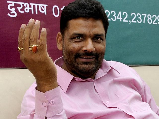 Rajesh Ranjan (Pappu Yadav) won from Madhepura Lok Sabha seat as RJD candidate in 2014 polls. He has now floated his own party named as Jan Adhikar Party. (HT Photo/Sushil Kumar)