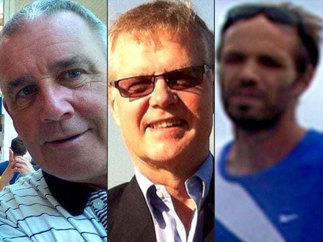 Abducted foreigners Kjartan Sekkingstad (L), John Ridsdel (C) and his compatriot Robert Hall are seen in this handout photo. Two Canadian tourists, a Norwegian resort manager and a Filipino woman were kidnapped by unidentified gunmen from a popular resort island in the southern Philippines. (Reuters Photo/Armed Forces of the Philippines) Abducted foreigners Kjartan Sekkingstad (L), John Ridsdel (C) and his compatriot Robert Hall are seen in this handout photo. Two Canadian tourists, a Norwegian resort manager and a Filipino woman were kidnapped by unidentified gunmen from a popular resort island in the southern Philippines. (Reuters Photo/Armed Forces of the Philippines)