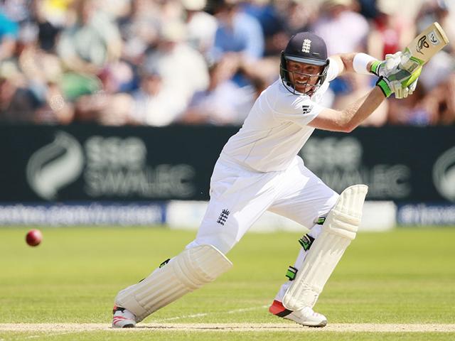 England’s Ian Bell hits a four on Day 3 of the first Ashes Test between England and Australia, at Cardiff, Wales, on July 10, 2015. Fifties from bell and Joe Root helped England reach 289 in the 2nd innings, setting Australia a 412-run target to win. (Reuters Photo)