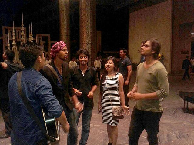 A musical group performed for the media as well at the reception venue.