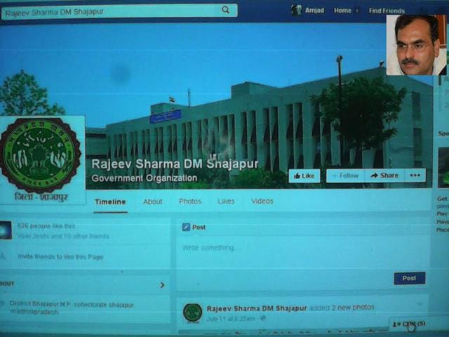 Snapshot of Shajapur district collector Rajiv Sharma's (inset) homepage on Facebook. Snapshot of Shajapur district collector Rajiv Sharma's (inset) homepage on Facebook.