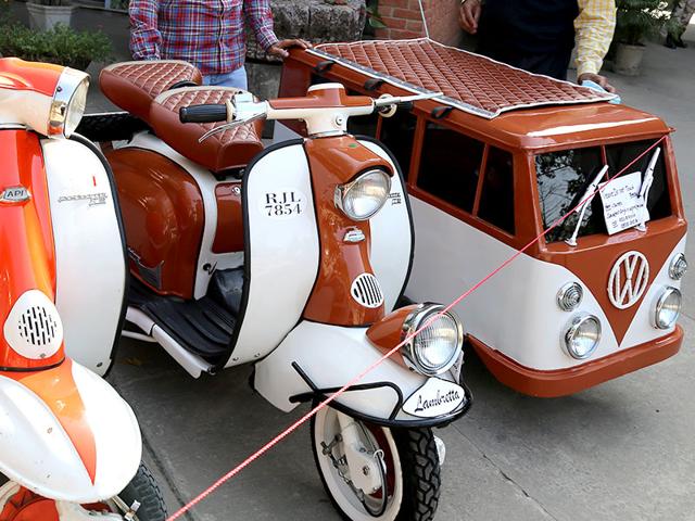 Vintage scooters on display by the Chandigarh Classic and Vintage cars Club, Sector 10, Chandigarh on Thursday. (Sanjeev Sharma/HT Photo) Vintage scooters on display by the Chandigarh Classic and Vintage cars Club, Sector 10, Chandigarh on Thursday. (Sanjeev Sharma/HT Photo)