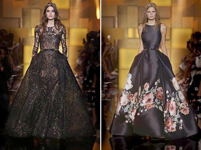While black and sequins are always a sexy combination, matt black with accentuated floral patterns looks both sexy and classy. While black and sequins are always a sexy combination, matt black with accentuated floral patterns looks both sexy and classy.