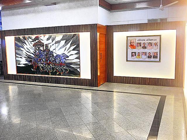 The new-look lobby at the entrance of the Haryana Civil Secretariat in Chandigarh. (HT Photo) The new-look lobby at the entrance of the Haryana Civil Secretariat in Chandigarh. (HT Photo)