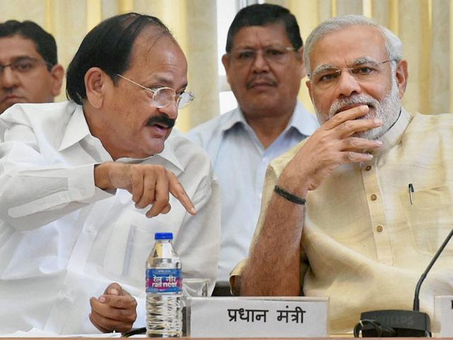 Prime Minister Narendra Modi with parliamentary affairs minister M Venkaiah Naidu during the all-party meeting at Parliament House in New Delhi. (PTI Photo) Prime Minister Narendra Modi with parliamentary affairs minister M Venkaiah Naidu during the all-party meeting at Parliament House in New Delhi. (PTI Photo)