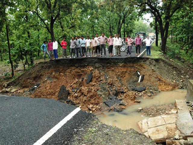 In Begamganj tehsil of Raisen district, about a dozen villages remained cut off as local rivulet Semri was on spate on Saturday following heavy rains. (HT) In Begamganj tehsil of Raisen district, about a dozen villages remained cut off as local rivulet Semri was on spate on Saturday following heavy rains. (HT)