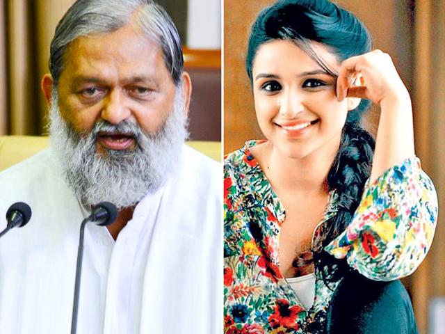 The much-awaited faceoff between the two natives of Ambala – five-time MLA Vij and chief minister Manohar Lal Khattar’s choice of brand ambassador Parineeti – was finally not to be. (HT Photo) The much-awaited faceoff between the two natives of Ambala – five-time MLA Vij and chief minister Manohar Lal Khattar’s choice of brand ambassador Parineeti – was finally not to be. (HT Photo)