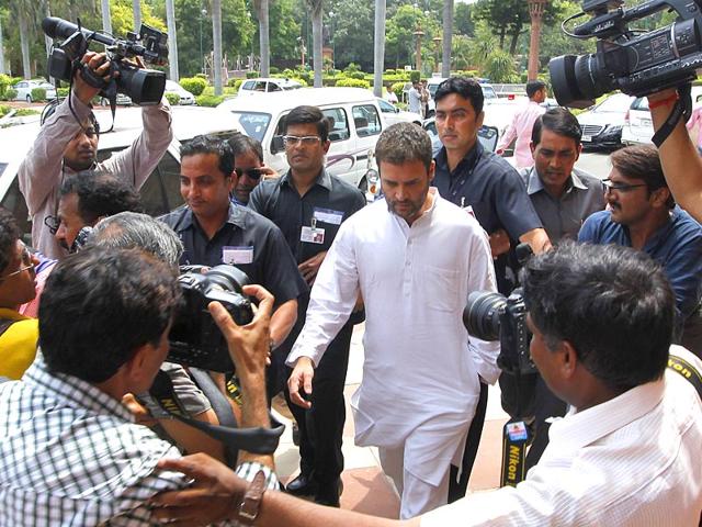 Congress Vice President Rahul Gandhi at Parliament House, ongoing Monsoon session in New Delhi, India, on Wednesday, July 22, 2015 (Arvind Yadav/HT Photo) Congress Vice President Rahul Gandhi at Parliament House, ongoing Monsoon session in New Delhi, India, on Wednesday, July 22, 2015 (Arvind Yadav/HT Photo)