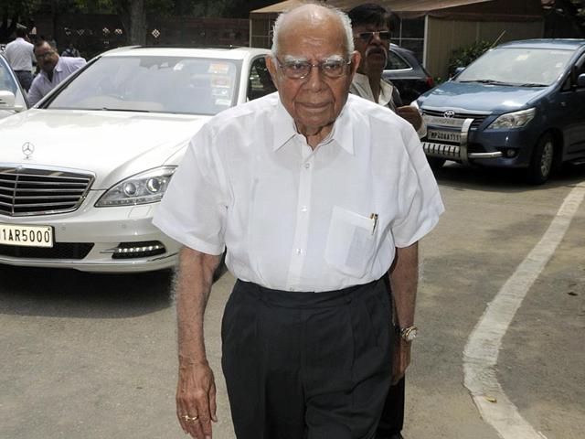 Rajya Sabha MP Ram Jethmalani during the monsoon session at Parliament House, in New Delhi, India on Wednesday, July 22, 2015 (Sonu Mehta/HT Photo)