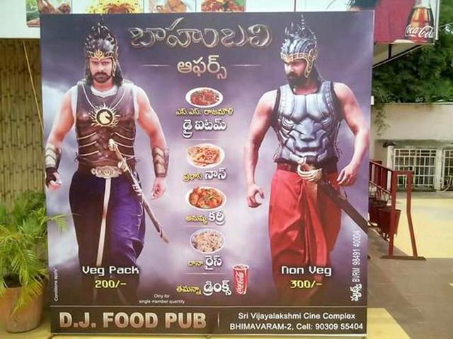 Baahubali star Rana Daggubati posted this 'Baahubali offer' snap at an eatery on Twitter. (RanaDaggubati/Twitter) Baahubali star Rana Daggubati posted this 'Baahubali offer' snap at an eatery on Twitter. (RanaDaggubati/Twitter)