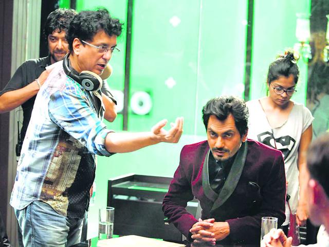 Sajid Nadiadwala explaining a shot to Nawazuddin Siddiqui during the shoot of Kick (2014).