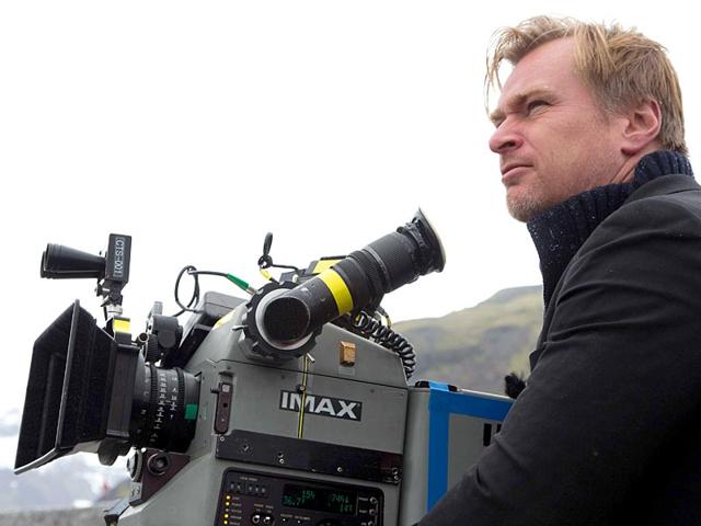 Christopher Nolan with his weapon of choice, the IMAX camera. (Twitter)