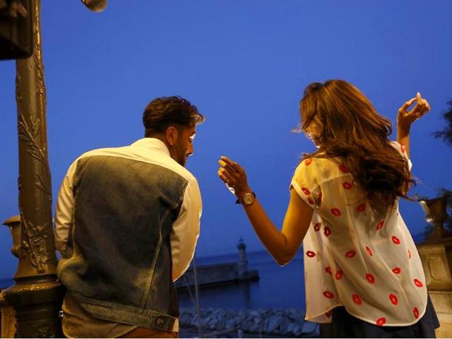 Ranbir Kapoor and Deepika Padukone in the first look from Tamasha. Ranbir Kapoor and Deepika Padukone in the first look from Tamasha.