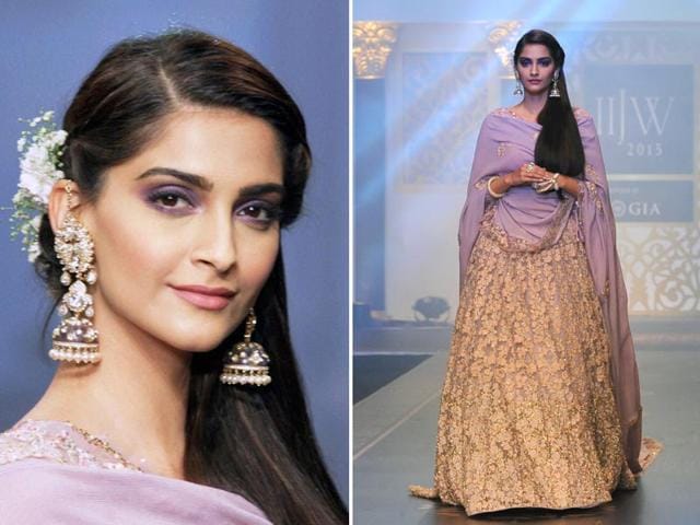 Sonam Kapoor walks the ramp displaying a creation during the India International Jewellery Week in Mumbai. (Agencies)