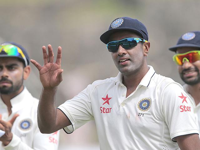 Off-spinner Ravichandran Ashwin, left, celebrates after taking the wicket of Sri Lanka's Kumar Sangakkara on Day 1 of the first Test match in Galle, on August 12, 2015. (Reuters Photo) Off-spinner Ravichandran Ashwin, left, celebrates after taking the wicket of Sri Lanka's Kumar Sangakkara on Day 1 of the first Test match in Galle, on August 12, 2015. (Reuters Photo)