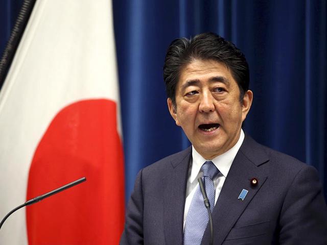 Japanese Prime Minister Shinzo Abe speaking on the 70th anniversary of the end of World War II at his official residence in Tokyo. Abe expressed "profound grief" for all who perished in World War II, but stopped short of apologising again. (AP Photo/Eugene Hoshiko)