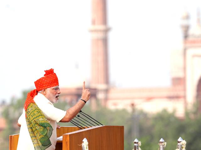 Prime Minister Narendra Modi will address the nation from Red Fort on the 69th Independence Day in New Delhi. (Ajay Aggarwal/HT File Photo) Prime Minister Narendra Modi will address the nation from Red Fort on the 69th Independence Day in New Delhi. (Ajay Aggarwal/HT File Photo)