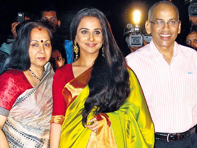 Bollywood actor Vidya Balan with her parents.