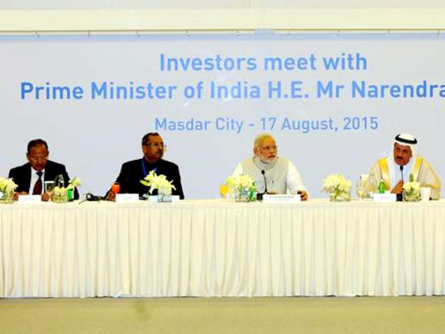 PM Modi discussed discussed urban development and next generation urban spaces with UAE officials at Masdar, billed as the world's first zero-carbon, car-free city. (Image via Twitter, @PIB_India)