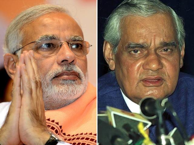 A combination photo of Prime Minister Narendra Modi and former PM Atal Bihari Vajpayee. (HT Photos) A combination photo of Prime Minister Narendra Modi and former PM Atal Bihari Vajpayee. (HT Photos)
