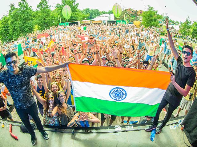 EDM duo Prayag Mehta (left) and Rishab Joshi at the Blue Flame stage at this year's edition of Tomorrowland, Belgium.