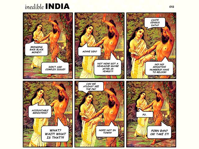 Chennai-based Rajesh Rajamani has been commenting on current and trending issues by juxtaposing them with Raja Ravi Varma’s paintings to create Inedible India. (Photo: Inedible India)