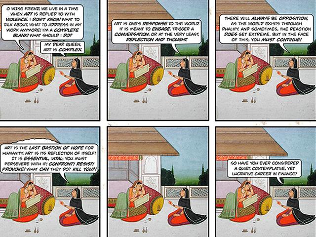 The founder of weekly web-comic Royal Existentials, Aarthi Parthasarathy says “The idea is to combine traditional imagery with social commentary.” (Photo: Royal Existentials)