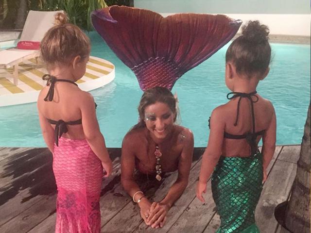 Real? Surreal? The Kardashians know how to have fun. Kim shared the photo on Instagram saying: "Little mermaids."