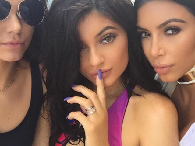From L: Kendall Jenner, Kylie Jenner and Kim Kardashian. Kim captioned the photo saying: "Shhhhh were in St. Barth's."