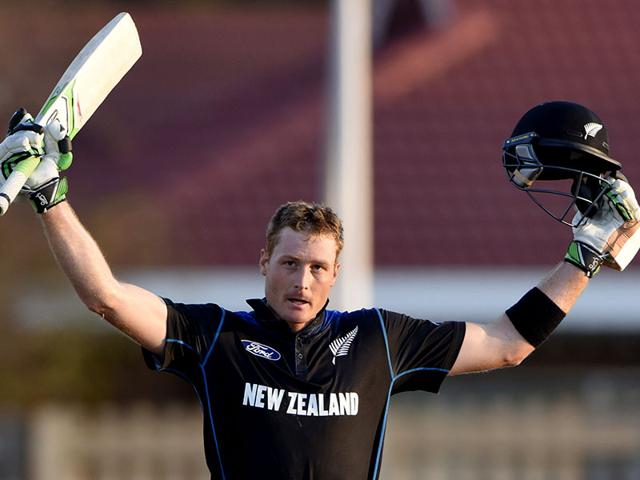 Martin Guptill of New Zealand celebrates his innings of 103 not out during the second ODI against South Africa at Senwes Park cricket ground in Potchefstroom, South Africa, on August 23, 2015. (AFP Photo) Martin Guptill of New Zealand celebrates his innings of 103 not out during the second ODI against South Africa at Senwes Park cricket ground in Potchefstroom, South Africa, on August 23, 2015. (AFP Photo)