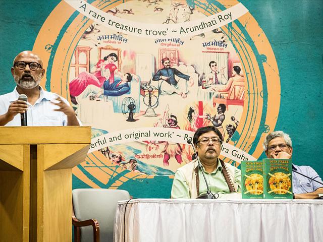 Journalist Akshaya Mukul at the launch of his book named Gita Press and the Making of Hindu India. BJP leader Chandan Mitra and CPI-M general secretary Sitaram Yechury spoke at the event. (Abhishek Saha/HT Photo) Journalist Akshaya Mukul at the launch of his book named Gita Press and the Making of Hindu India. BJP leader Chandan Mitra and CPI-M general secretary Sitaram Yechury spoke at the event. (Abhishek Saha/HT Photo)