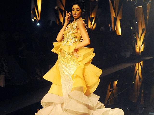 This Abu Jani and Sandeep Khosla gown, showcased during Lakme Fashion Week (LFW) Winter/Festive 2015 in Mumbai, is about fashion fantasy.